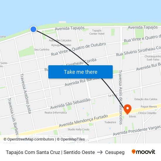 Tapajós Com Santa Cruz | Sentido Oeste to Cesupeg map