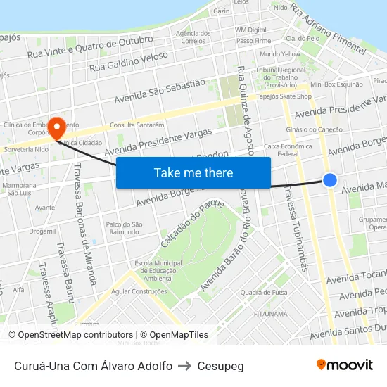 Curuá-Una Com Álvaro Adolfo to Cesupeg map