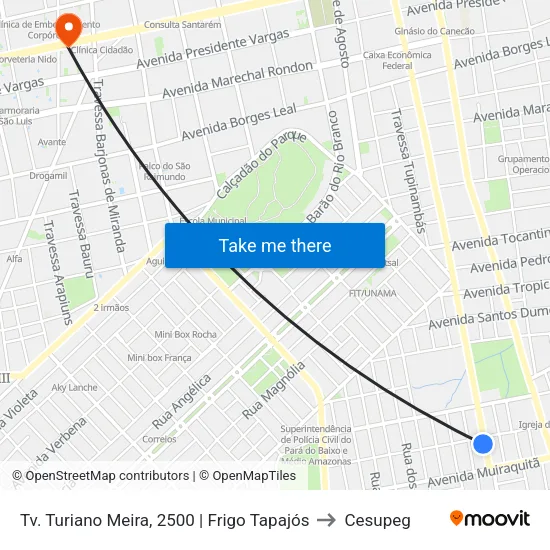 Tv. Turiano Meira, 2500 | Frigo Tapajós to Cesupeg map