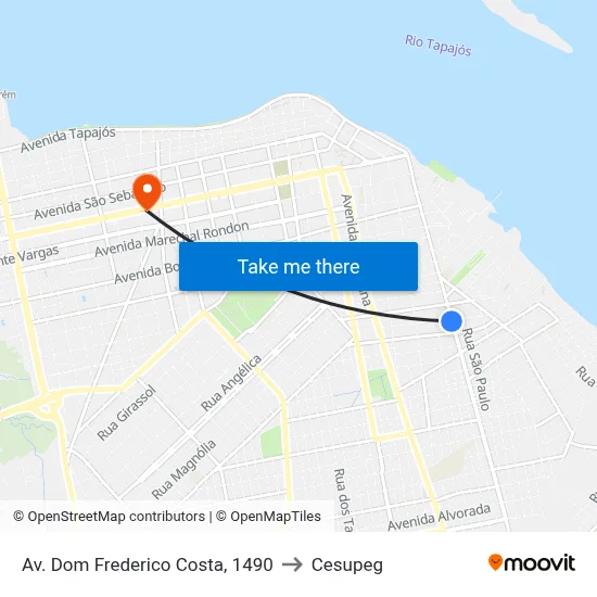 Av. Dom Frederico Costa, 1490 to Cesupeg map