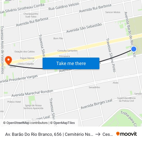 Av. Barão Do Rio Branco, 656 | Cemitério Nsa Senhora Dos Mártires to Cesupeg map