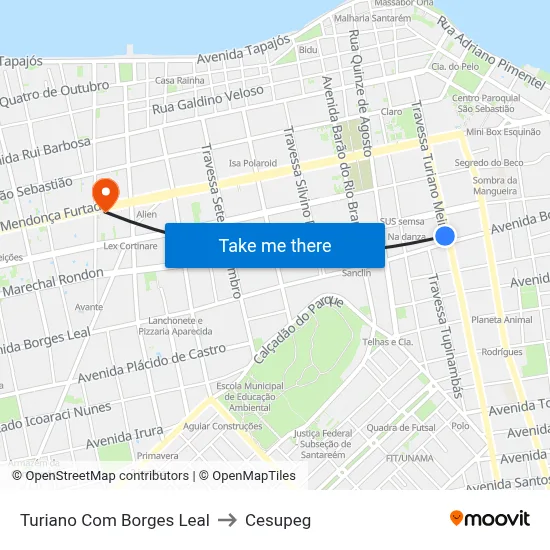 Tv. Turiano Meira, 752 | Policlínica Mais Saúde to Cesupeg map