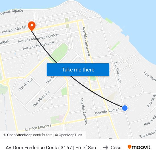 Av. Dom Frederico Costa, 3167 | Emef São José Operário to Cesupeg map