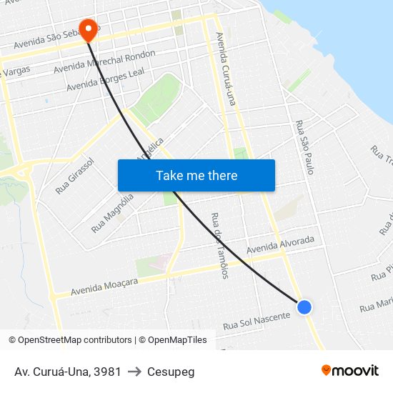 Av. Curuá-Una, 3981 to Cesupeg map
