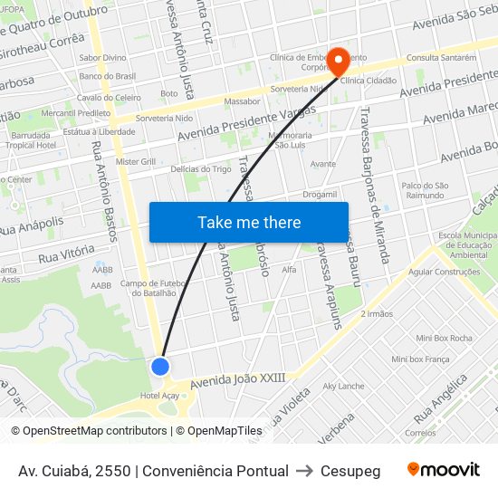 Av. Cuiabá, 2550 | Conveniência Pontual to Cesupeg map