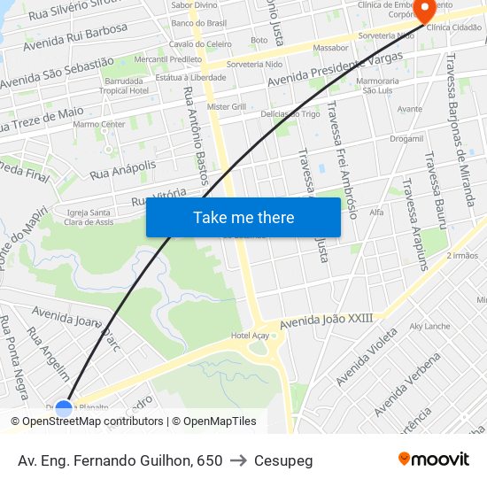 Av. Eng. Fernando Guilhon, 650 to Cesupeg map