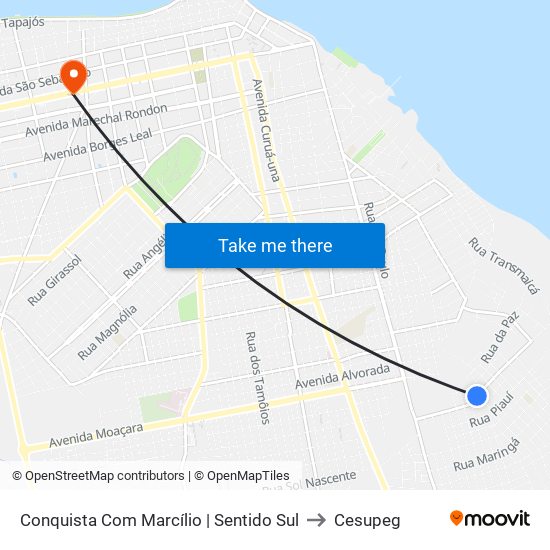 Conquista Com Marcílio | Sentido Sul to Cesupeg map