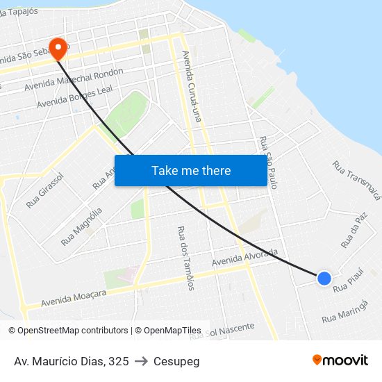 Av. Maurício Dias, 325 to Cesupeg map