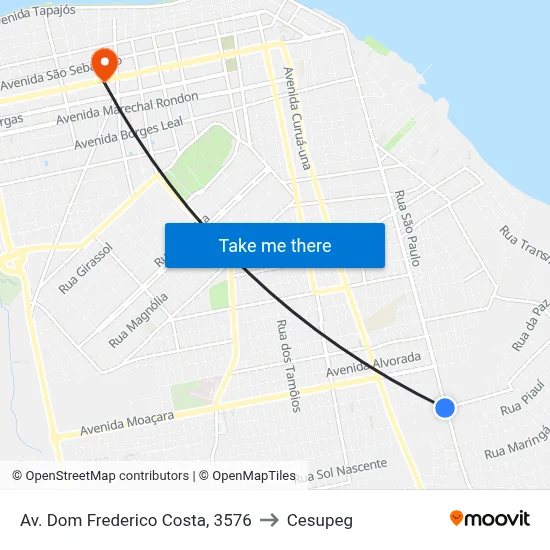 Av. Dom Frederico Costa, 3576 to Cesupeg map