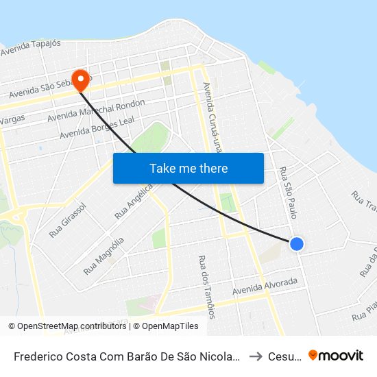 Frederico Costa Com Barão De São Nicolau | Sentido Norte to Cesupeg map