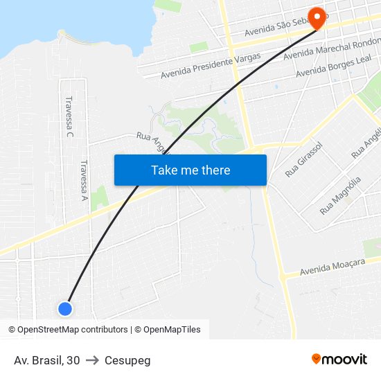 Av. Brasil, 30 to Cesupeg map