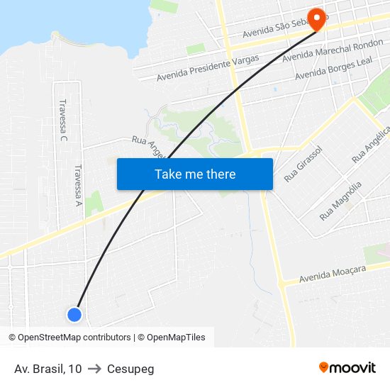 Av. Brasil, 10 to Cesupeg map