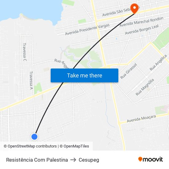 Resistência Com Palestina to Cesupeg map