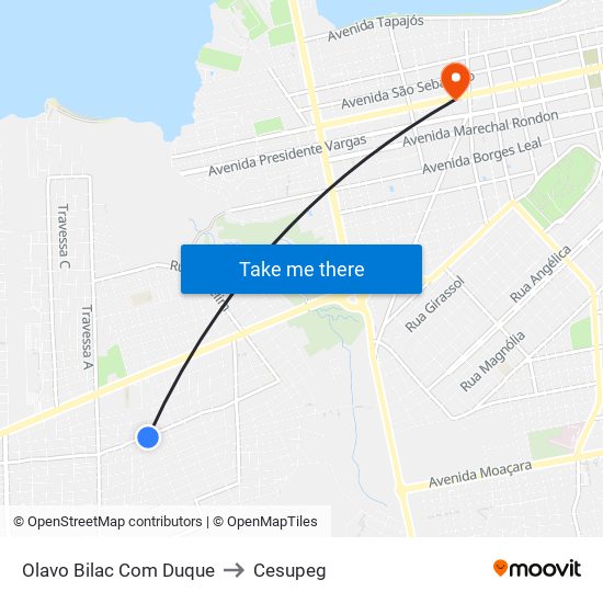 Olavo Bilac Com Duque to Cesupeg map