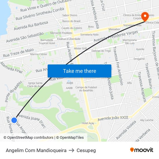 Angelim Com Mandioqueira to Cesupeg map