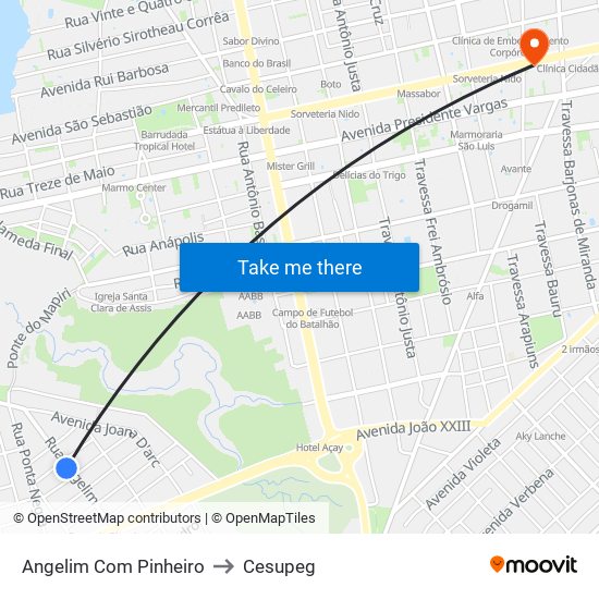 Angelim Com Pinheiro to Cesupeg map