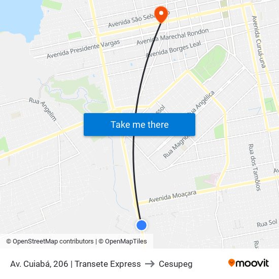 Av. Cuiabá, 206 | Transete Express to Cesupeg map