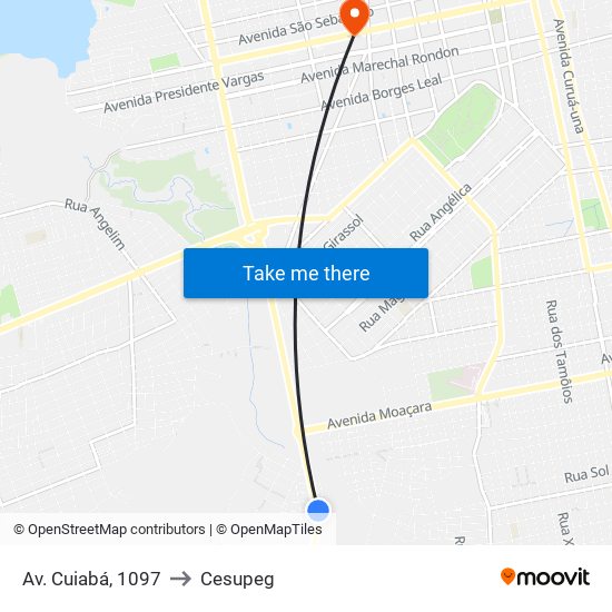 Av. Cuiabá, 1097 to Cesupeg map