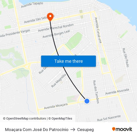 Moaçara Com José Do Patrocínio to Cesupeg map