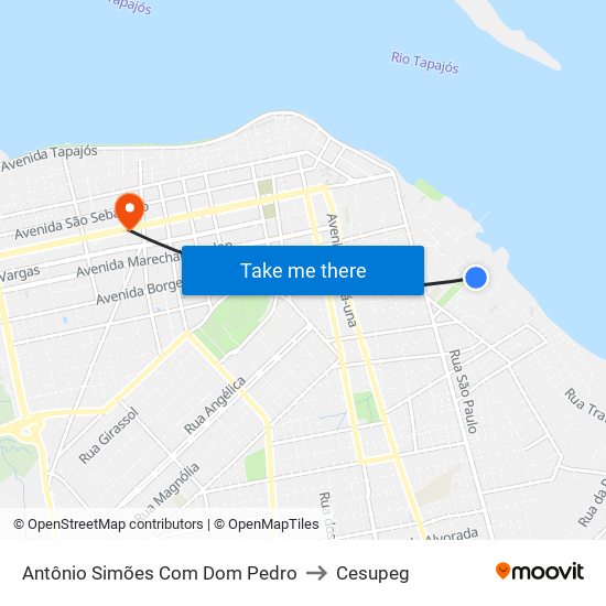 Antônio Simões Com Dom Pedro to Cesupeg map