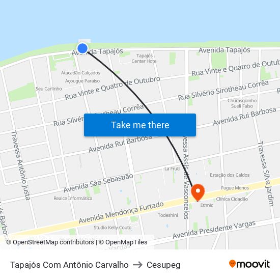 Tapajós Com Antônio Carvalho to Cesupeg map