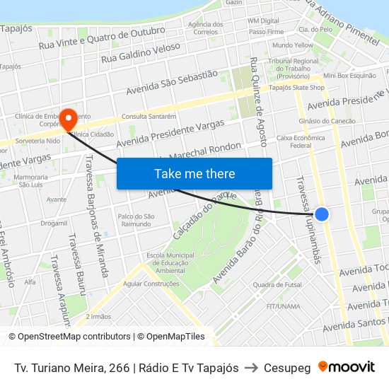 Tv. Turiano Meira, 266 | Rádio E Tv Tapajós to Cesupeg map