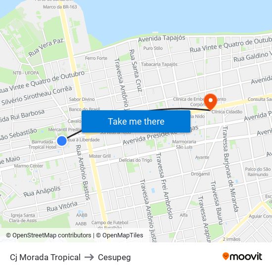 Cj Morada Tropical to Cesupeg map