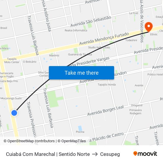 Cuiabá Com Marechal | Sentido Norte to Cesupeg map