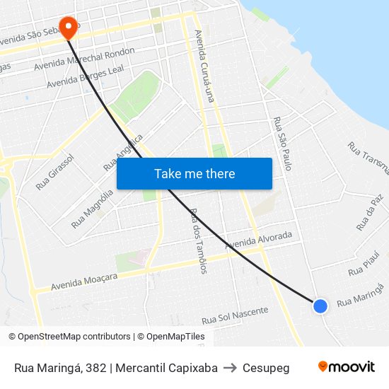 Rua Maringá, 382 | Mercantil Capixaba to Cesupeg map