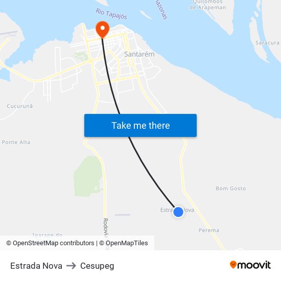 Estrada Nova to Cesupeg map