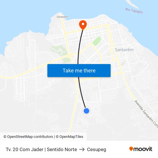 Tv. 20 Com Jader | Sentido Norte to Cesupeg map