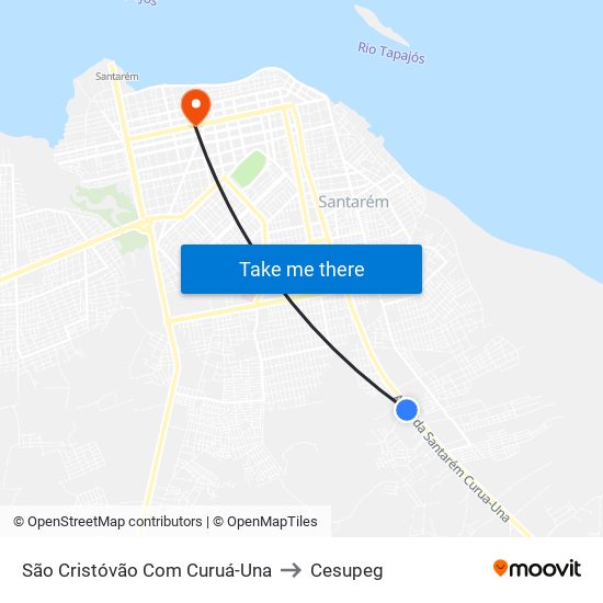 São Cristóvão Com Curuá-Una to Cesupeg map