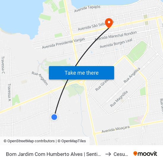 Bom Jardim Com Humberto Alves | Sentido Leste to Cesupeg map