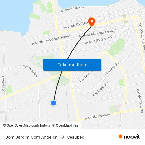 Bom Jardim Com Angelim to Cesupeg map