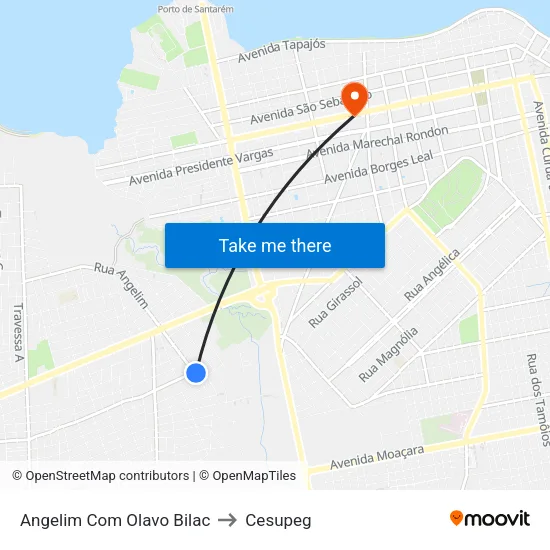 Angelim Com Olavo Bilac to Cesupeg map