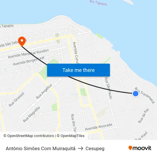 Antônio Simões Com Muiraquitã to Cesupeg map
