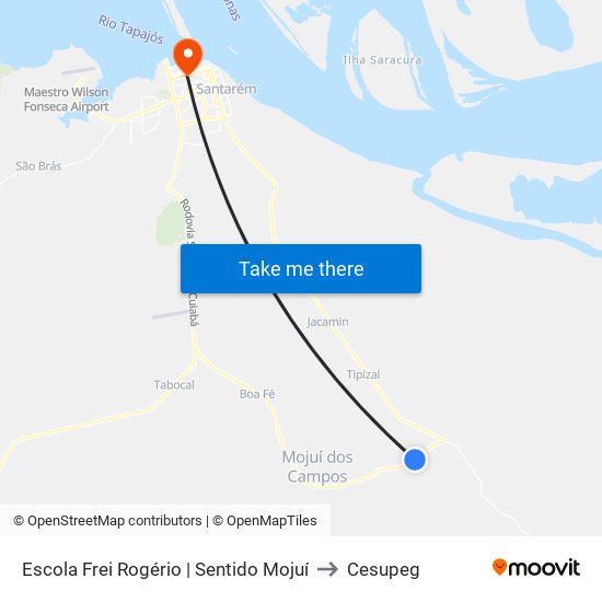 Escola Frei Rogério | Sentido Mojuí to Cesupeg map