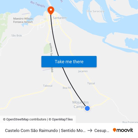 Castelo Com São Raimundo | Sentido Mojuí to Cesupeg map