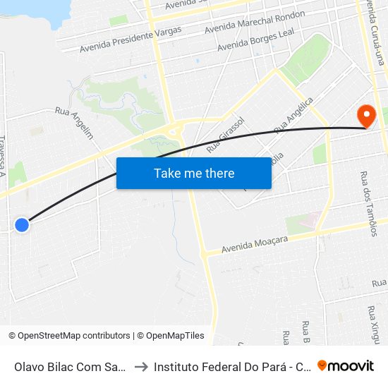 Olavo Bilac Com Santa Teresinha to Instituto Federal Do Pará - Campus Santarém map