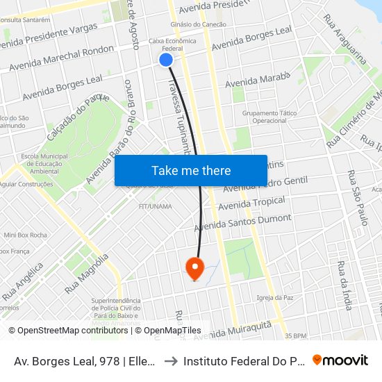 Av. Borges Leal, 978 | Ellegance Saúde Personalizada to Instituto Federal Do Pará - Campus Santarém map