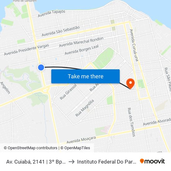 Av. Cuiabá, 2141 | 3º Bpm - Batalhão Tapajós to Instituto Federal Do Pará - Campus Santarém map