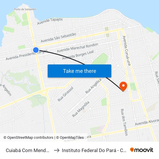 Cuiabá Com Mendonça Furtado to Instituto Federal Do Pará - Campus Santarém map