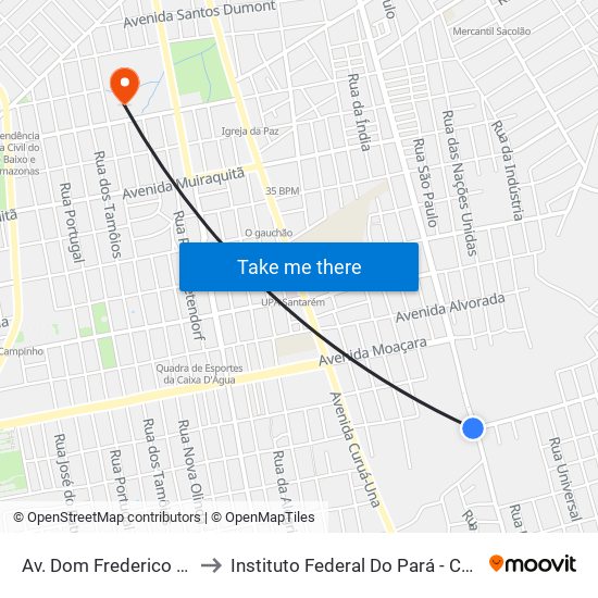 Av. Dom Frederico Costa, 3576 to Instituto Federal Do Pará - Campus Santarém map