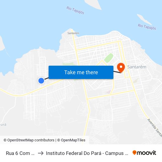Rua 6 Com Tv. D to Instituto Federal Do Pará - Campus Santarém map