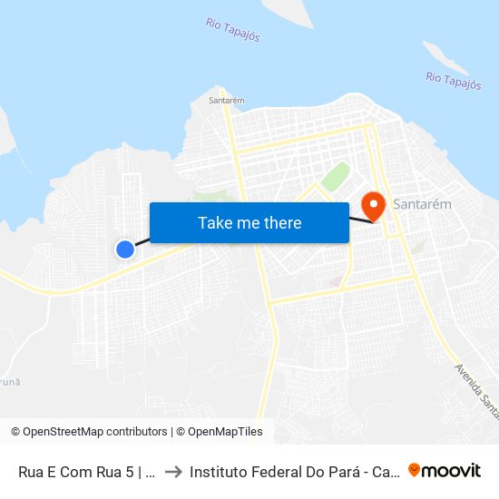 Rua E Com Rua 5 | Sentido Sul to Instituto Federal Do Pará - Campus Santarém map
