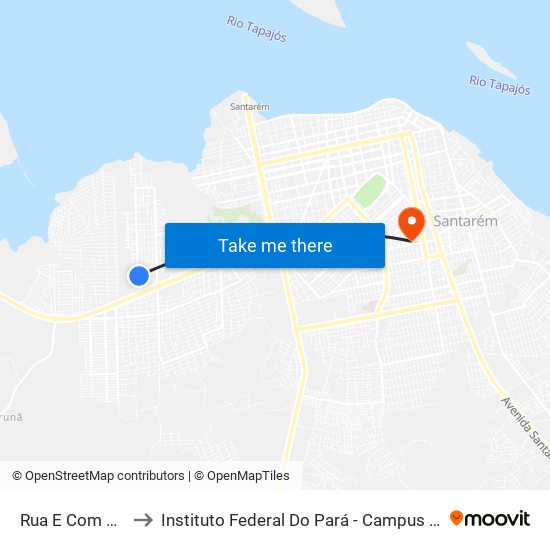 Rua E Com Rua 4 to Instituto Federal Do Pará - Campus Santarém map