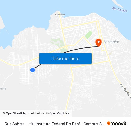 Rua Sabisa, 28 to Instituto Federal Do Pará - Campus Santarém map