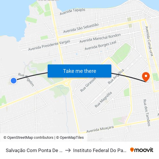 Salvação Com Ponta De Pedras | Sentido Norte to Instituto Federal Do Pará - Campus Santarém map