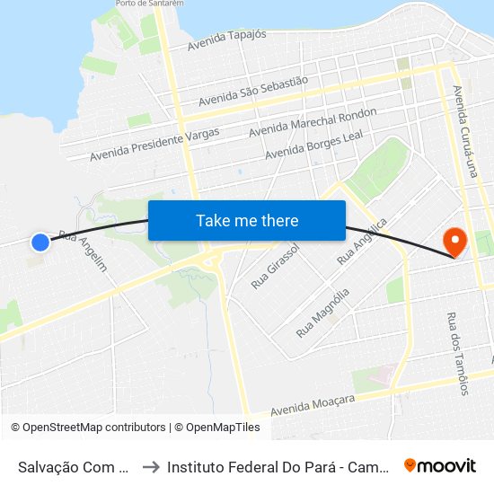 Salvação Com Angelim to Instituto Federal Do Pará - Campus Santarém map