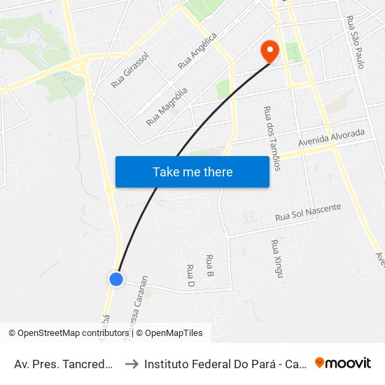 Av. Pres. Tancredo Neves, 10 to Instituto Federal Do Pará - Campus Santarém map